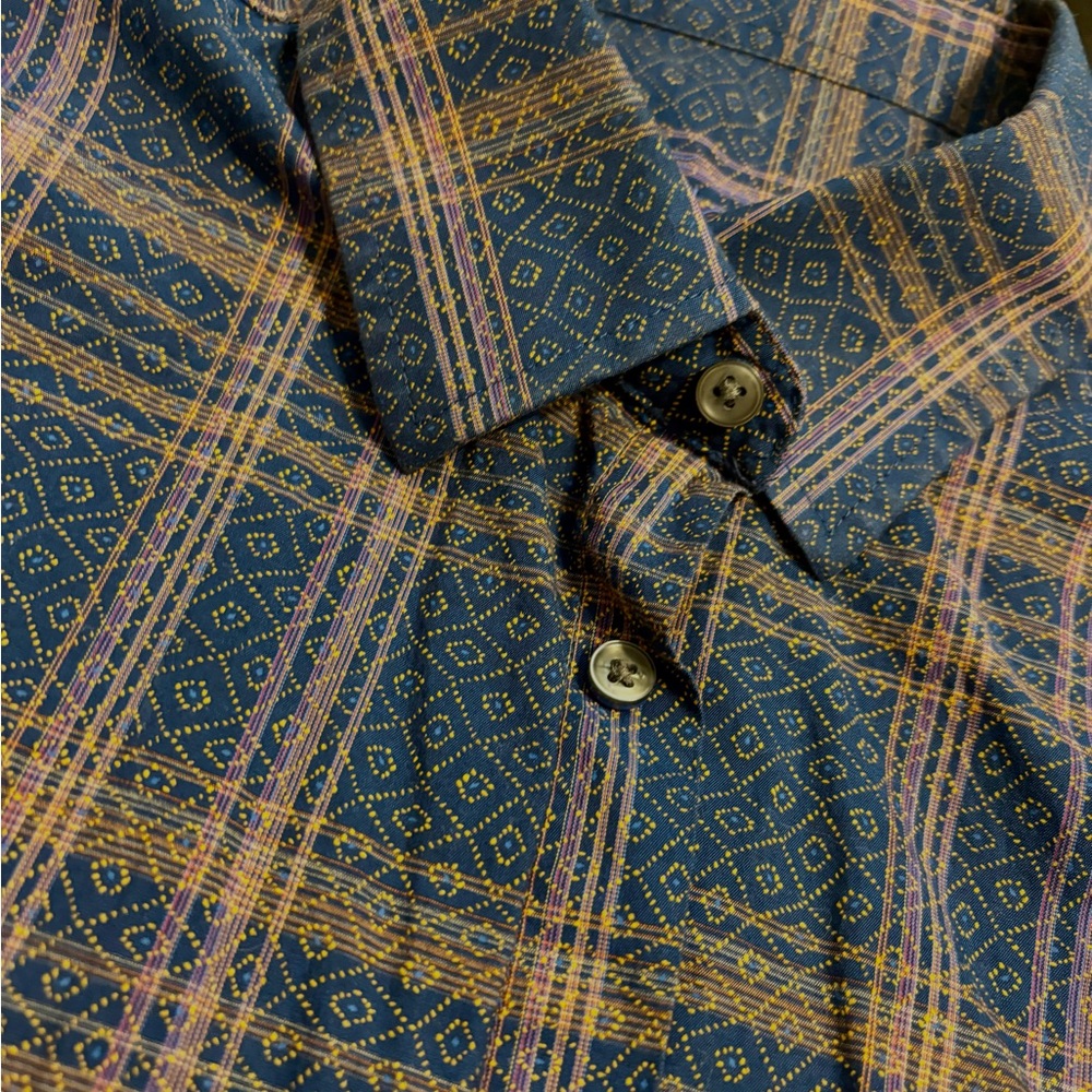Tasso Elba navy Casual short sleeved Button Down Shirt
